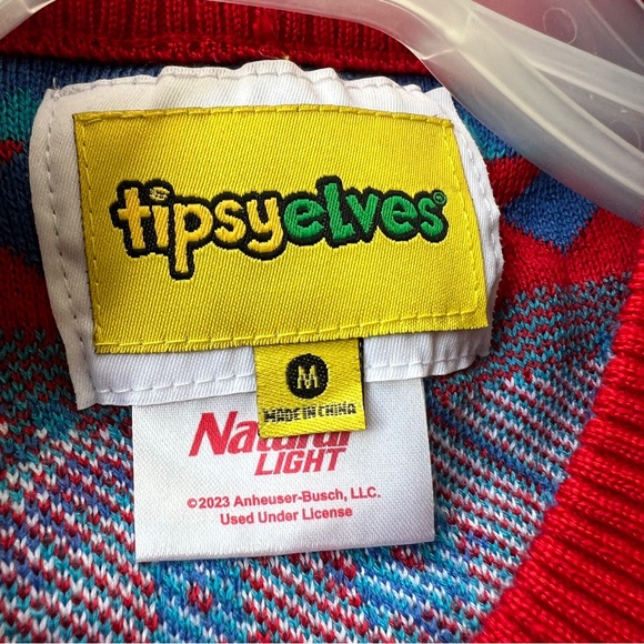 Tipsy Elves Natty Light ugly Christmas sweater NWT M - Picture 6 of 7